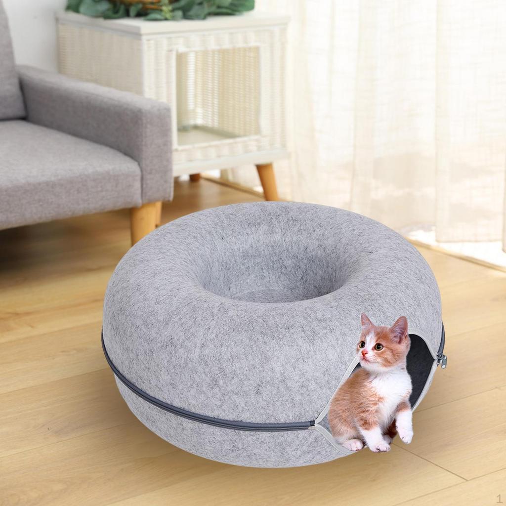 Cave for Cat Zipper Save Space Scratch Resistant Washable Kitten House Nest Removable 60x60x28cm