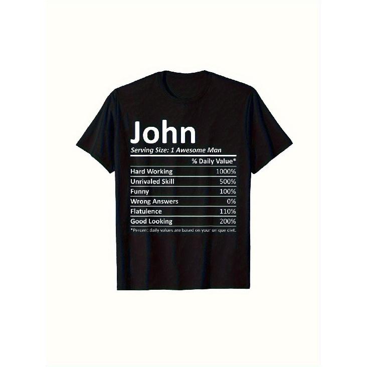 Hilarious John Driving Awesome for Men Humorous Name Birthday T-Shirt - 100% Men'S Casual Round Neck Tee Featuring a Funny Driving Stats Graphic,