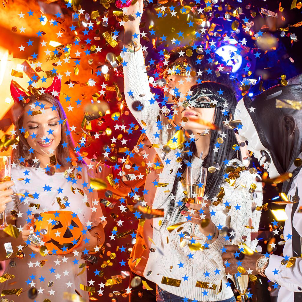 2000Pcs 10Mm Pentagram Shape Confetti Sparkly Table Scatter for Festival Event Decoration Blue and Silver Pentagram Confetti