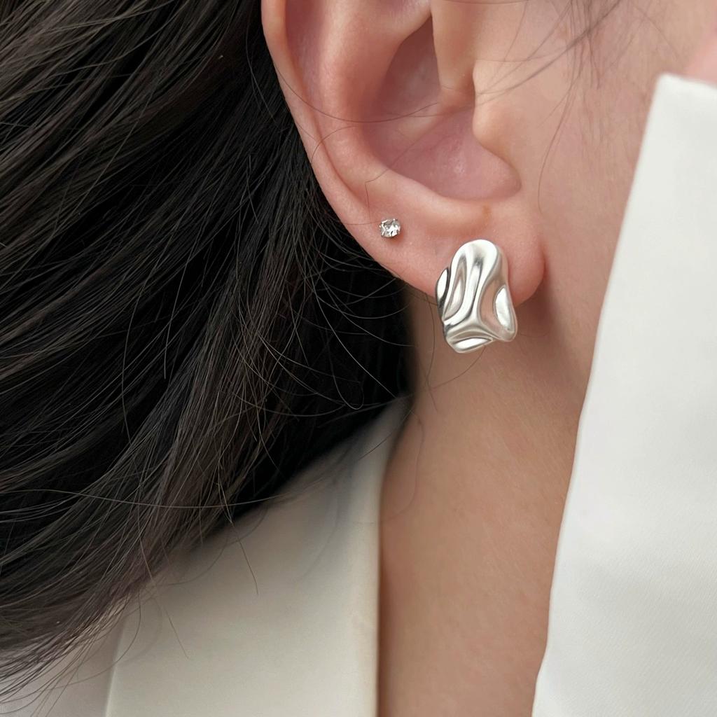 Irregular Wrinkled Frosted Surface Ear Stud Piercing Earrings For Women Fashion New Jewelry Accessories Gift Party