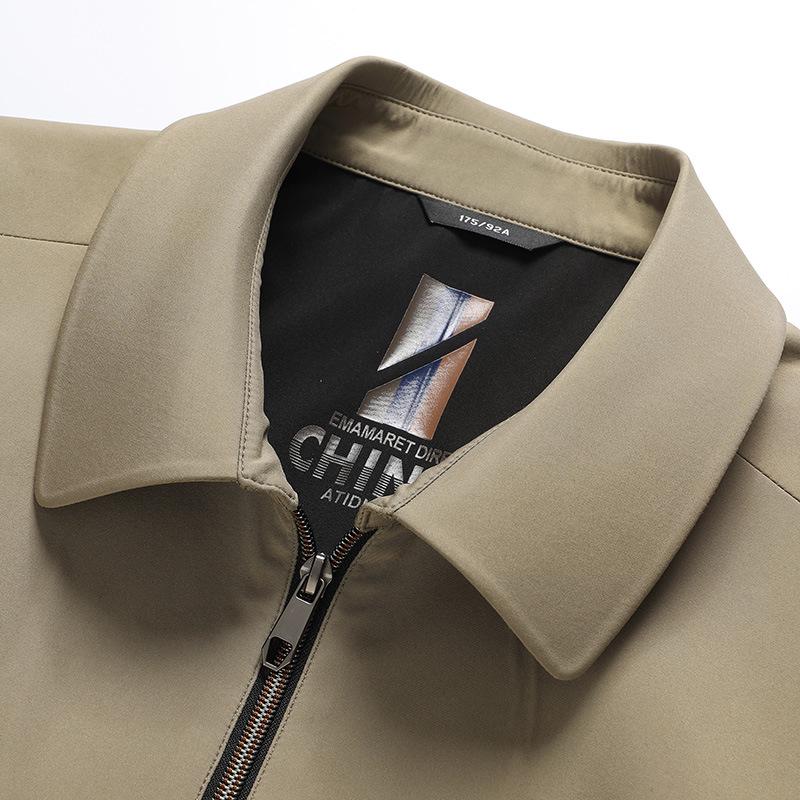 Men's Casual Lapel Zipper Jacket for Spring and Autumn - Middle-aged Dad's Short Coat (Ages 50-60)
