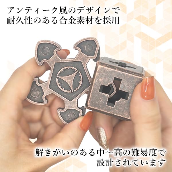 Brain Teaser Ring Puzzle for Adults, Set of 5, Highly Difficult Metal Puzzle, Fun for Adults and Children, Educational Toy, Mystery Solving, 3D