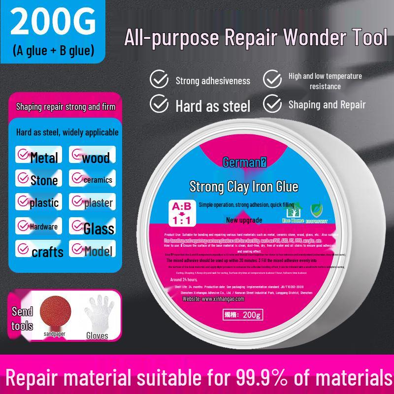 Mud Iron Clay Strong Repair Glue: High Hardness Universal Metal Welding & Plastic Steel AB Adhesive