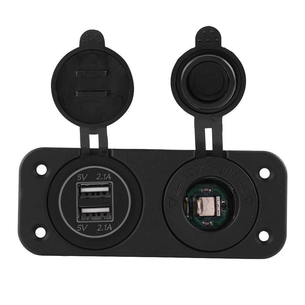 12V Cigarette Lighter Power Socket Adapter 4.2A Dual USB Charger for Car RV Yacht Bus