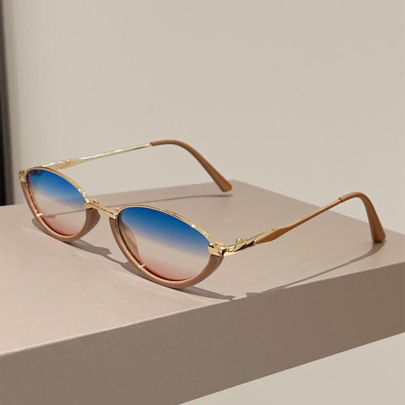 Oval Vintage Sunglasses Women Stylish Gradient Multi-color Casual Decor Shades  New Trendy Brand Design Sun Glasses