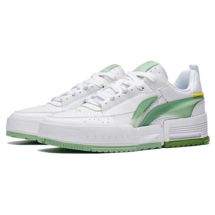 Li Ning Inner Side Inner Presentation Slip Resistant Abrasion Resistant Low top Sports Casual Shoes Women's White Green AGCT136-2