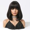 Black BoBo Synthetic Wig with Bangs Shoulder Length Bob Straight Wig for Women Cosplay Daily Hair Wig Heat Resistant Wigs