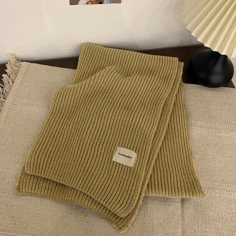 New Red Arctic Fleece Knitted Scarf Men's and Women's Winter Christmas Student Couple Thickened Wool Scarf Korean