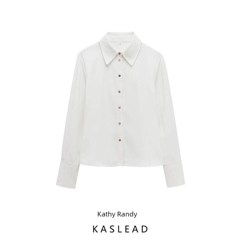 Kaslead New Arrival Women's Fashion Style Fashion Metal Texture Button Elegant Shirt 87040635