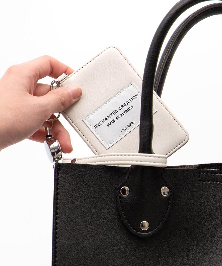 Altro Rose Silver Pass Case for Men and Women, Cute, Stylish, Simple, Leather and Synthetic Leather with Reel, Logo, Slim, Vertical Design, Korean,