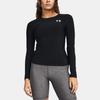 Under Armour HeatGear® OG Logo Printed Round Neck Fitted Long Sleeve Workout Top Women Tops Black 1387697-001