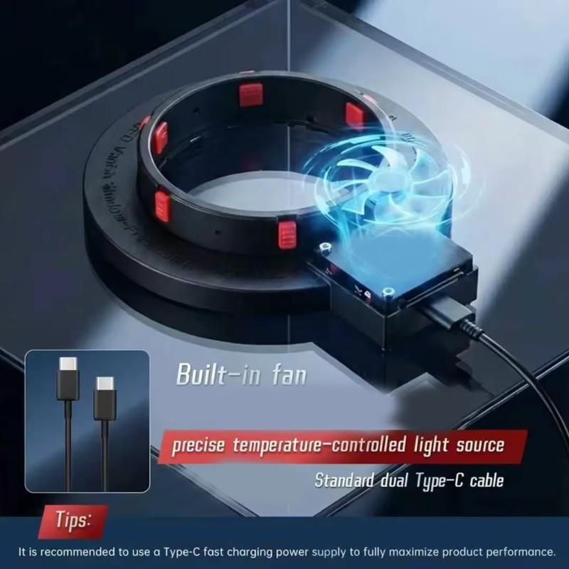 ABKP-MY-F01 1500LM Manual Tool Combination Microscope Ring Light Built-In Fan Type-C For Precision Phone Repair Tools Set