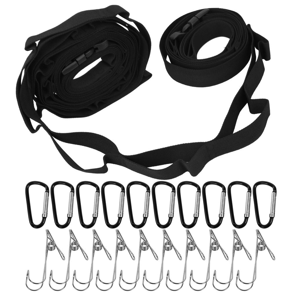 19 Rings Camping Hanging Lanyard Rope with Buckles Adjustable Outdoor Picnic Clothesline