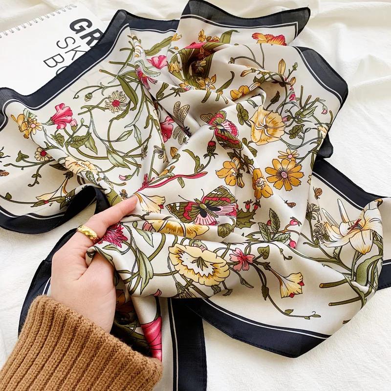 

70*70см Модный платок шейный шарф для женщин маленькая шаль шелк сатин платки для волос женский квадратный повязка на голову бандана головные платки 70x70CM