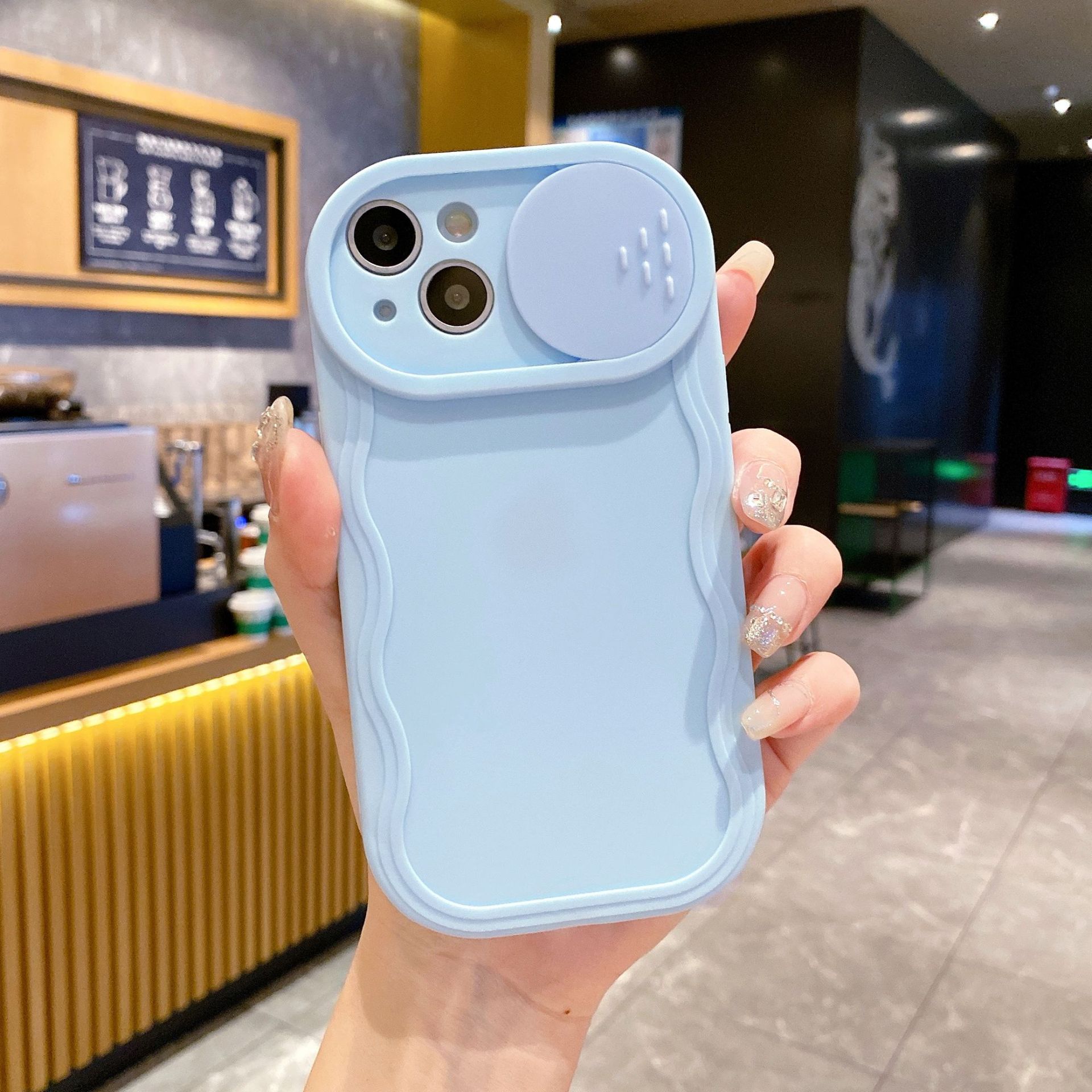 

Wavy Pattern Suitable for Apple 15 13 11 Simple Solid Color Sliding Window Soft Shell PhoneXSMAX Mobile Phone Case 16 iPhone16PROMAX