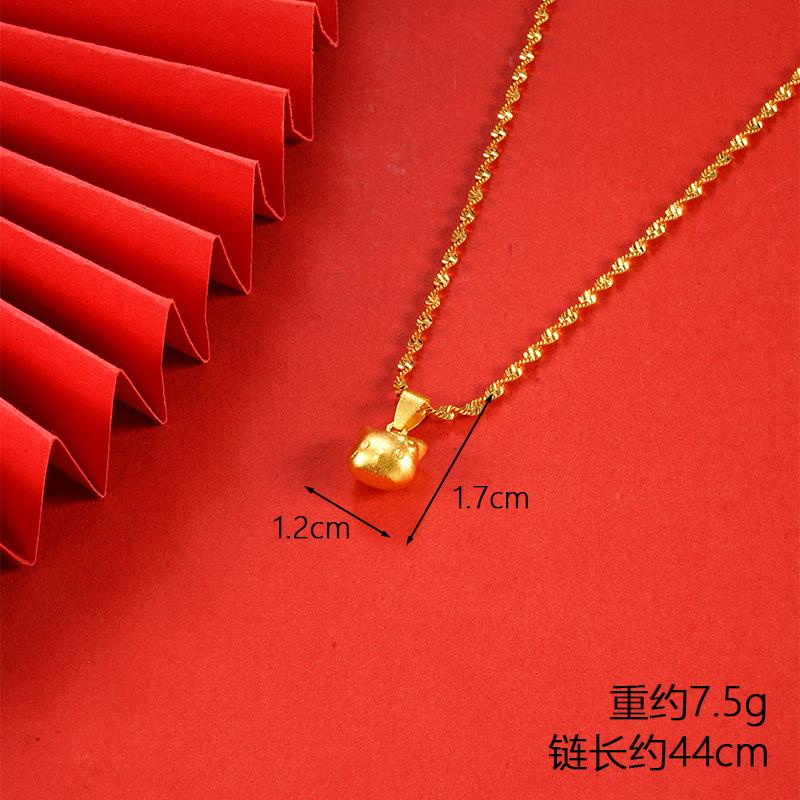 Vietnamese gold-plated necklace for women, long-lasting color, vintage heart-shaped imitation gold jewelry, copper alloy accessory, new clavicle