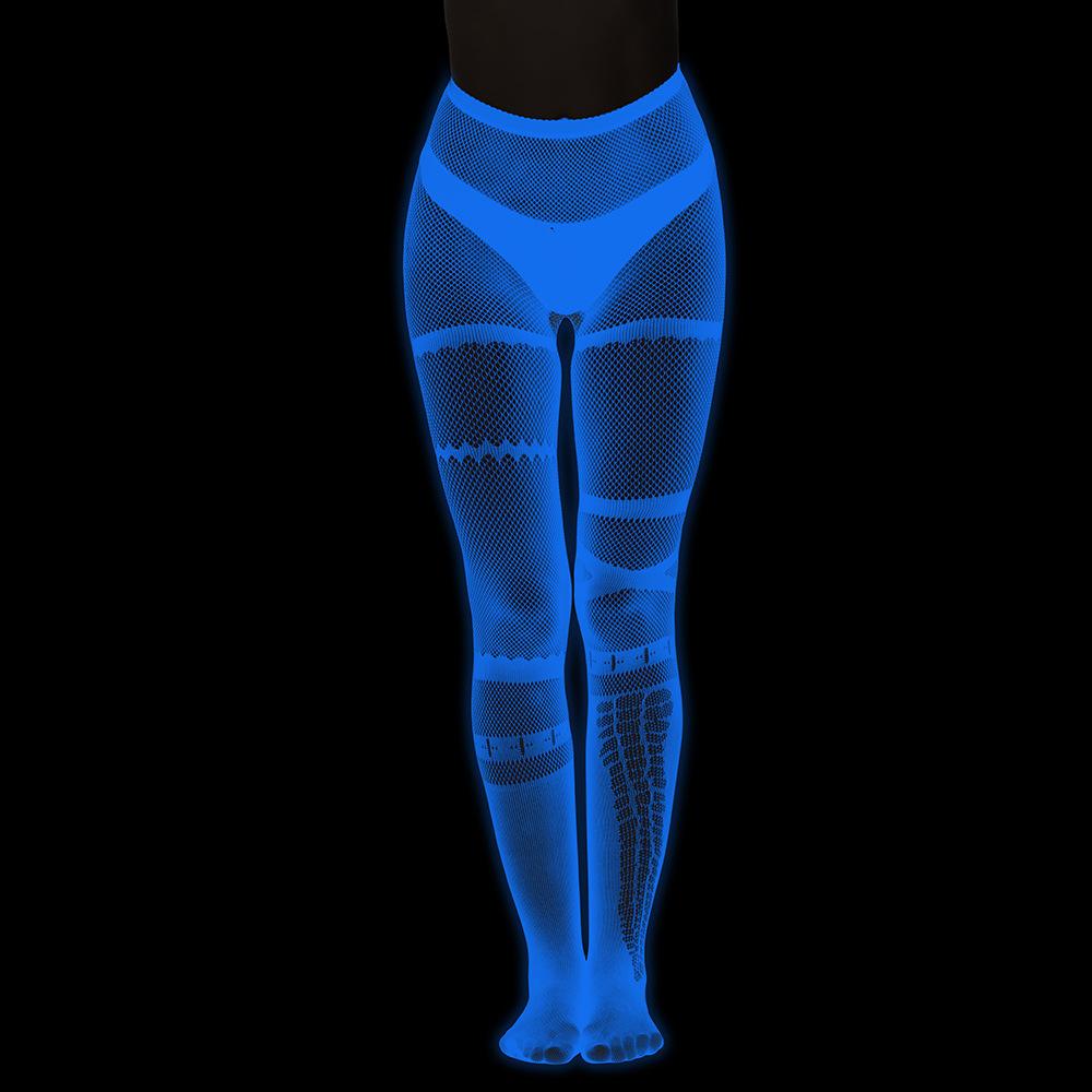 Night luminous leggings blue light pantyhose lace hollow luminous fishnet socks fluorescent sexy jacquard socks