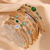 Elegant Bracelets Women Natural Stone Green Retro Rope Chain Bracelet 18k Gold Plated Waterproof Non Tarnish Bangle ALN2512515