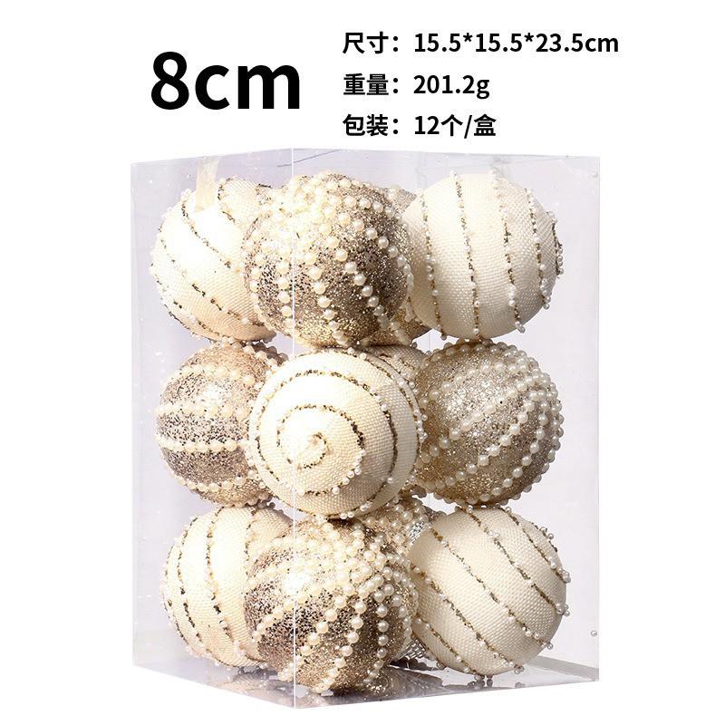 12 Pack 8cm Champagne Gold Christmas Balls Pearl Foam Tree Ornaments Holiday Decor
