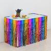 Rainbow Silk Table Skirt: Colorful Birthday, Wedding, and Holiday Party Decoration
