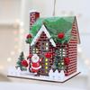 Christmas Wooden House Ornament Buildings Gift Hanging Decor Santa Elements for Fireplace Wall