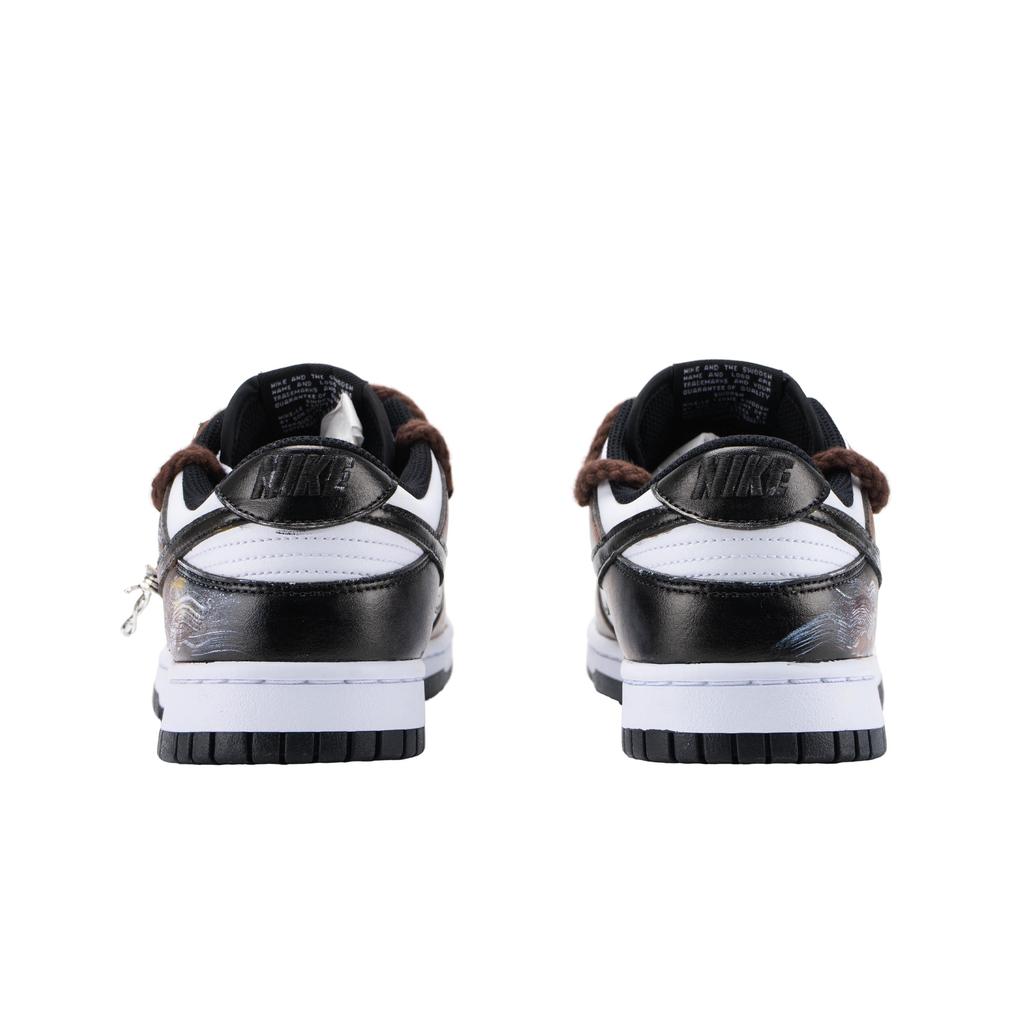 Nike Dunk Fiery Knight Leather Abrasion Resistant Low Top Skateboard Shoes Men's Black White HF5441-100(Team626-)