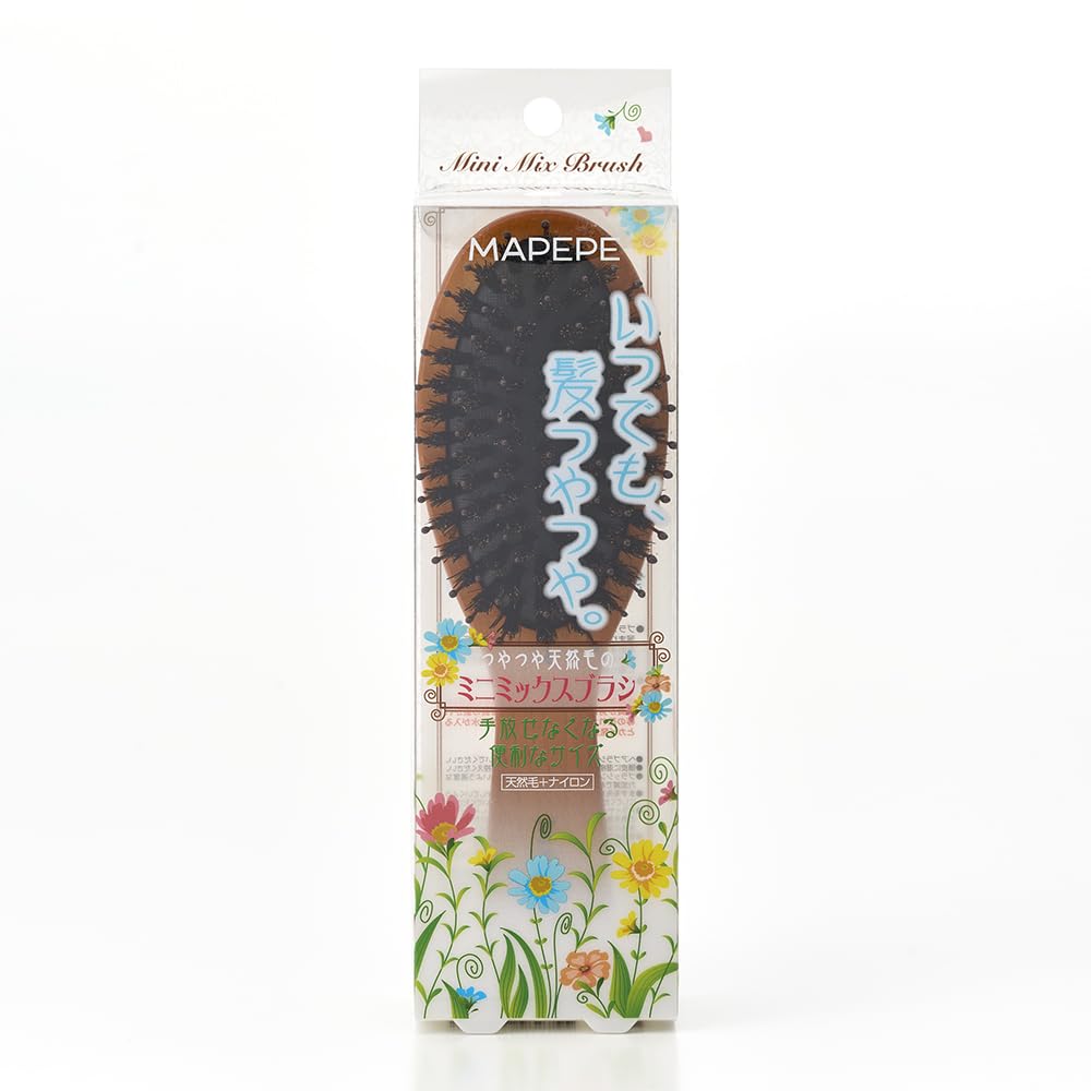 

Mapepe Mini mixed brush with glossy natural bristles коричневий