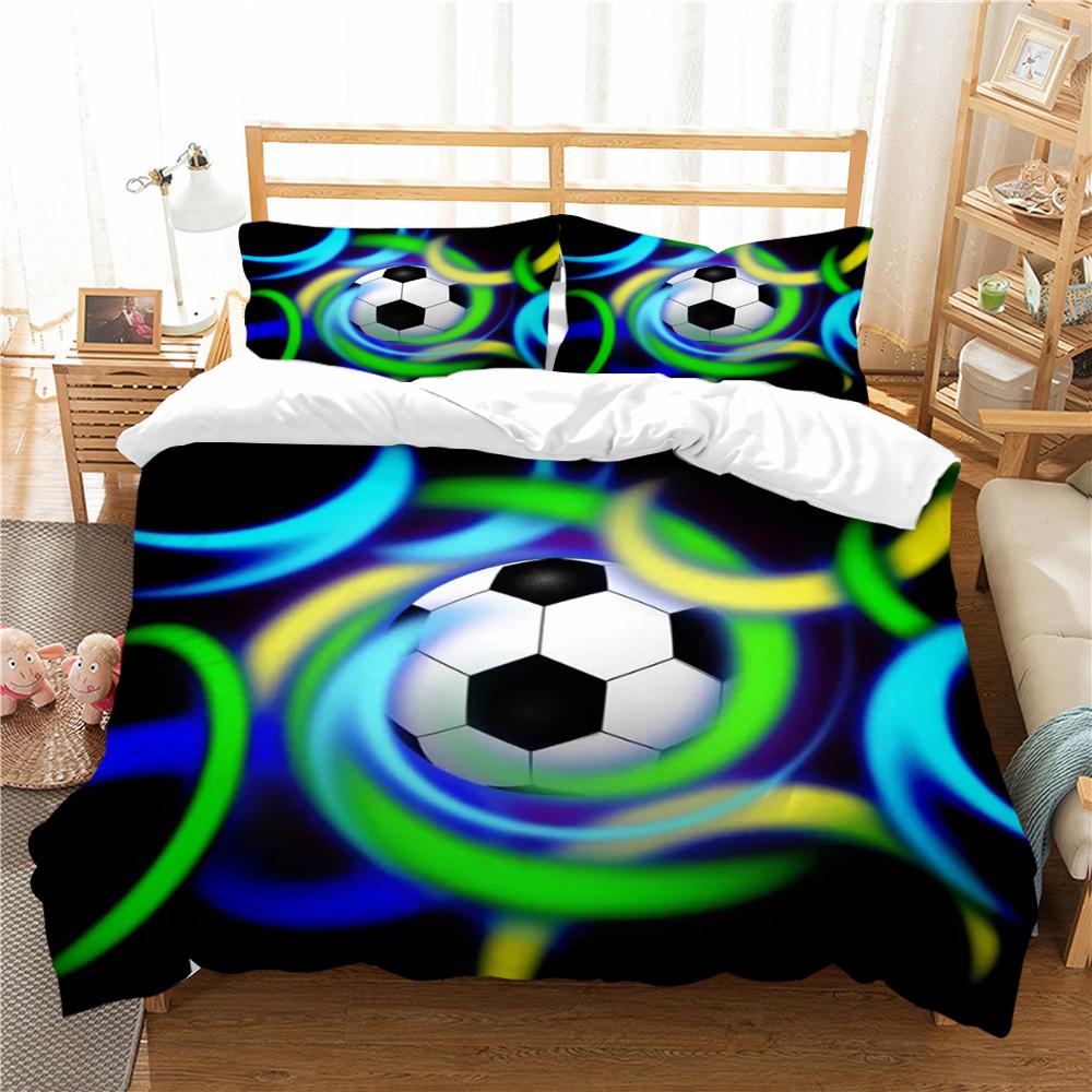 

Покрывало Набор для кровати 3D Футбольный принт Кровать 2/3 предмета Постельный комплект Подарок для взрослого Одеяло Пододеяльник Микрофибра Дышащий Теплый EU Single 135x200cm