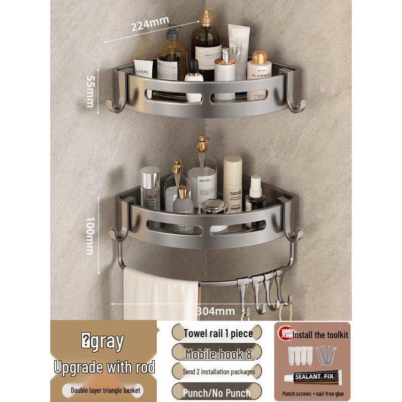 Punch-Free Wall-Mounted Bathroom Shower Corner Shelf