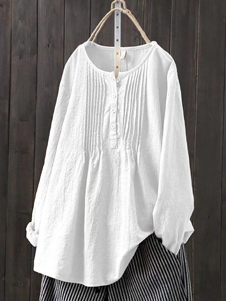 Maglione Girocollo in Cotone e Lino con Dettaglio a Volant per Uso Casual in Ufficio