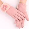 Women's Velvet Outdoor Cycling Bow Warm Gloves Windproof and Cold-proof Touch Screen Gloves