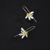 Two Tone Lily Flower Long Threader Drop Earrings Handmade Petal Dangle Ear Rings for Women Elegant Nature Jewelry