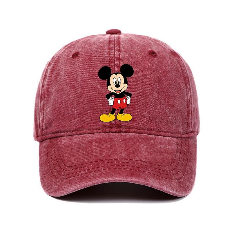 Retro Washed Mickey Mouse Print Baseball Cap Men Women Vintage Kpop Snapback Cap Adjustable Breathable Trucker Hat Sunscreen Hat