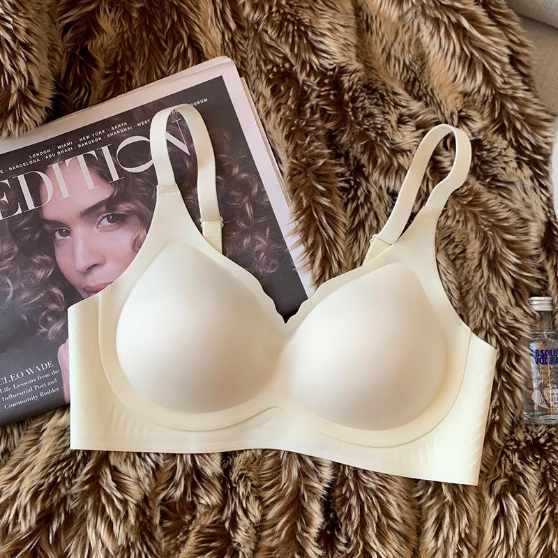 

Бесшовный бюстгальтер пуш-ап Nude Lift для женщин - Мягкий, без косточек, чашка-ладошка, увеличение маленькой груди, боковая поддержка L (75C/80AB Recommended) белый/кремовый