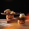 Halloween Pumpkin Wooden Serving Tray – Wooden Dessert and Bread Display Stand for Holiday Party Décor
