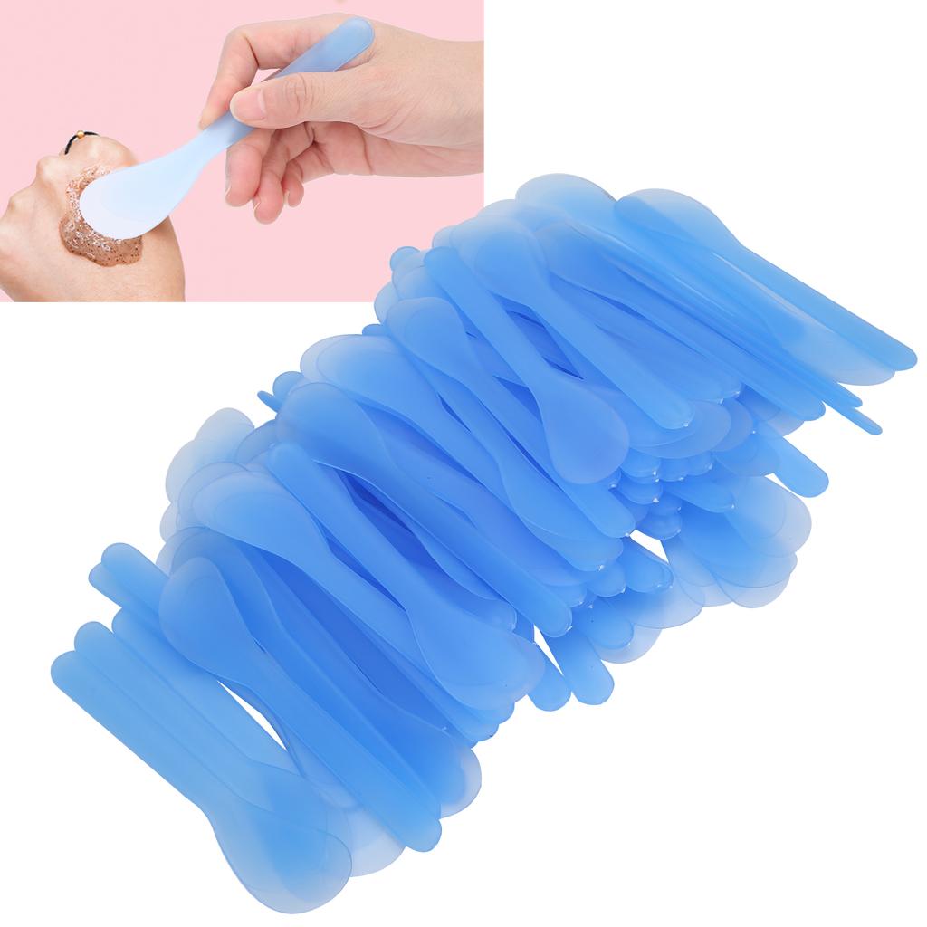 100KS Špachtle na obličejovou masku Kosmetická maska Aplikace DIY Plastová lžička na masku Tyčinka ŠpachtleModrá