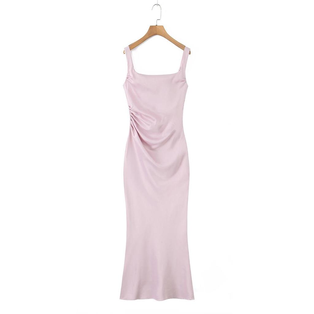 European/American Satin Spaghetti Strap Classic Evening Gown for Women