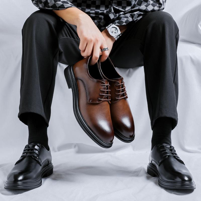 Inner heightening leather shoes men's new business dress British style casual heightening trendy shoes 1396-R