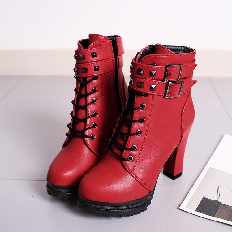 2026 Autumn/Winter New European and American High Heels with Velvet Short Boots Fashion Belt Buckle Boots for Women
