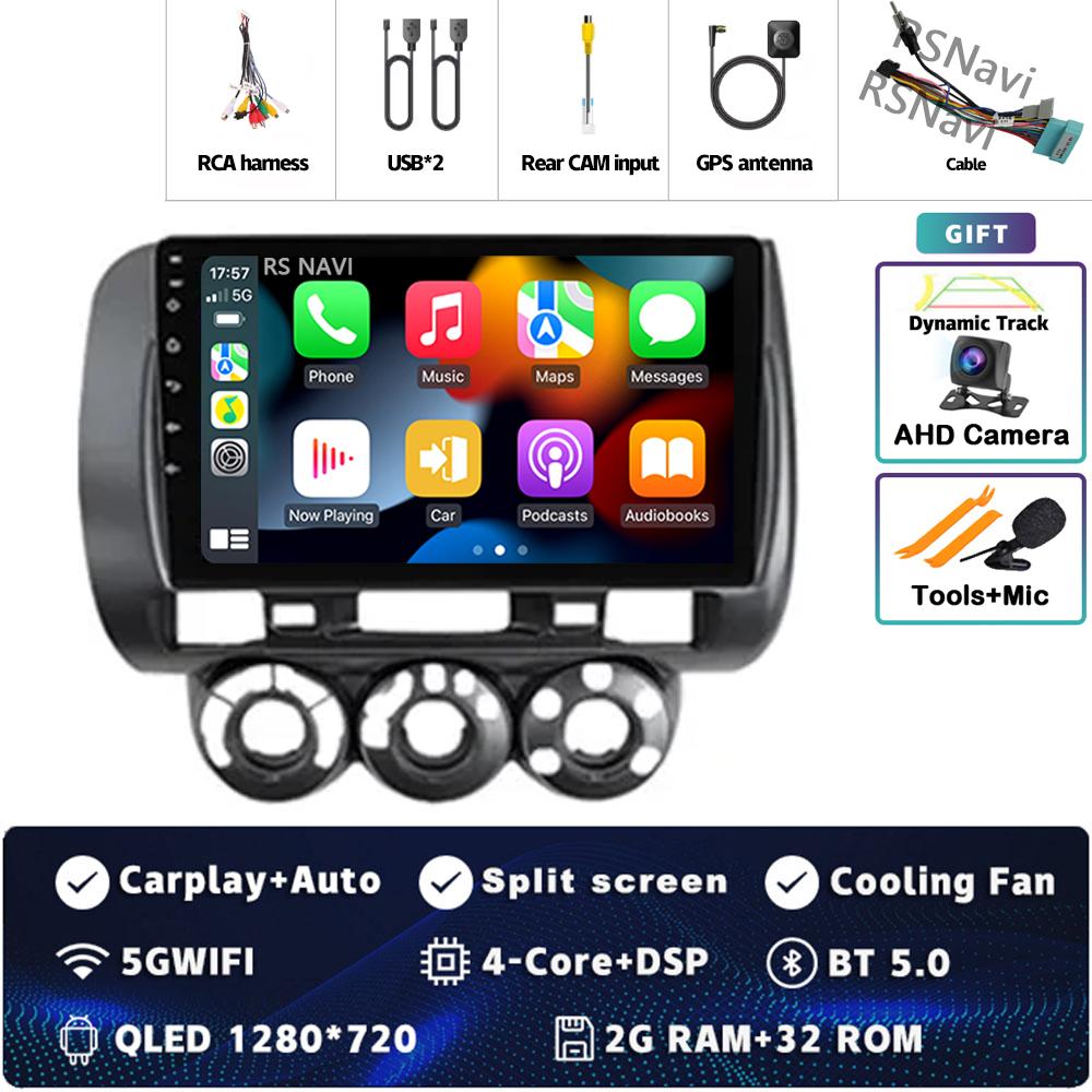 Android 14 Carplay Car Radio For Honda Fit Jazz City 2002 2003 2004 - 2007 Multimedia Video Player Navigation GPS Stereo 2Din BT