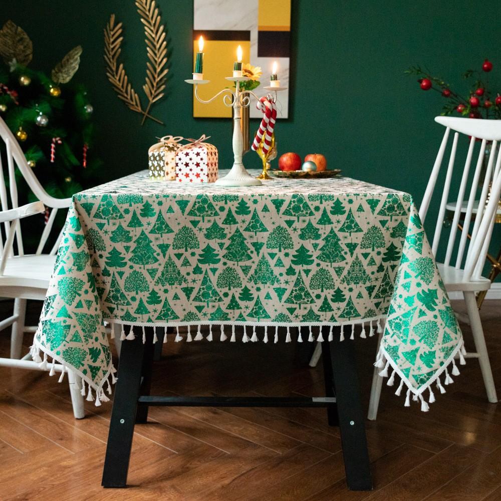 New Year American Cotton and Hemp Dining Table Fabric Art Christmas Home Table Cloth Table Flag Table Mat