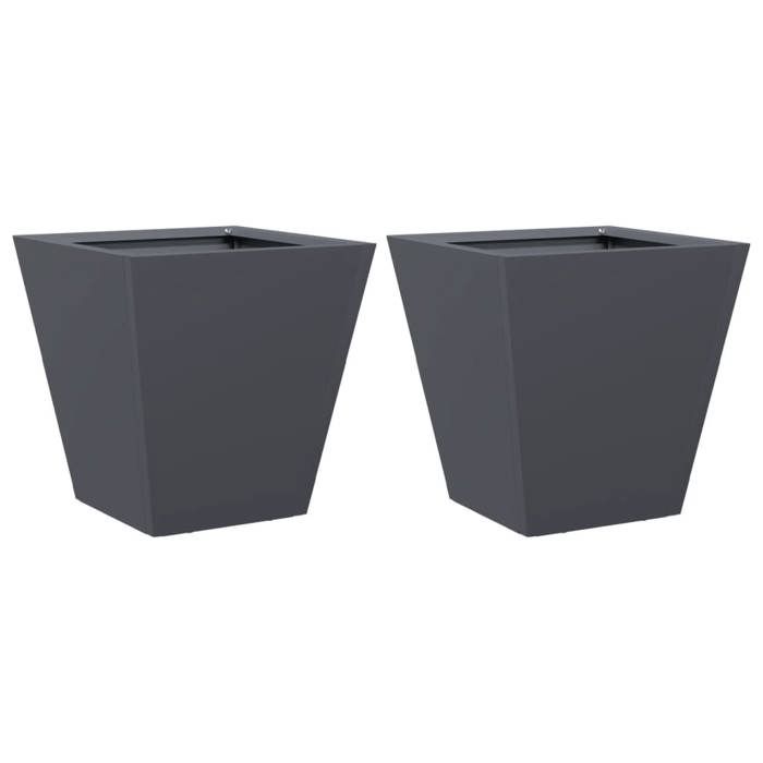 VidaXL Jardinières 2 pcs anthracite 30x30x30 cm acier, jardinière d'extérieur, boîte à fleurs, boîte de jardin, jardinière 851043