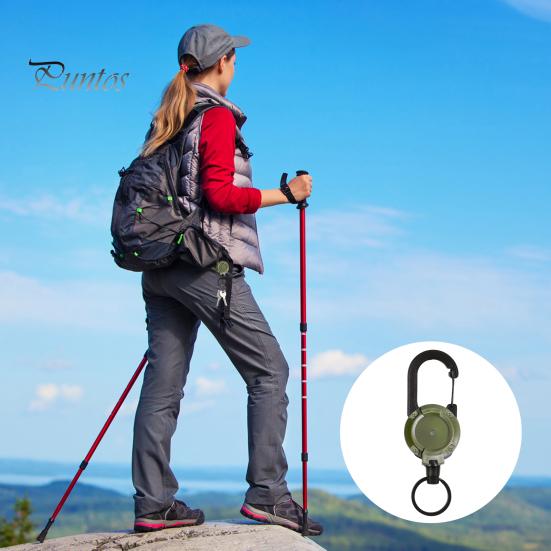 Portable Retractable Keychain Carabiner Badge Holder Strong Load-bearing Compact Size Portable Telescopic Keychain Clip Camping Accessories