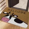 Cute Cartoon Cow Welcome Doormat, Funny Farmhouse Style Non-Slip Entry Rug, Soft Decorative Carpet for Indoor Outdoor Home