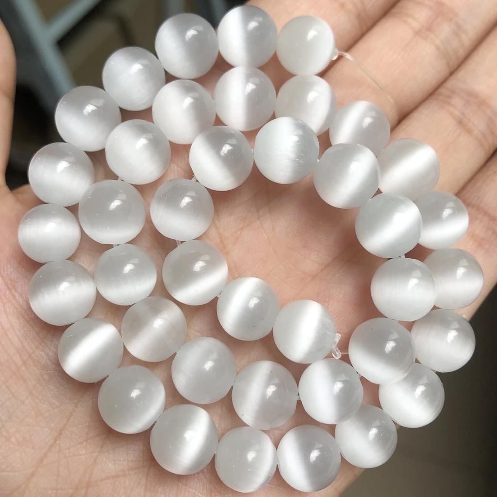 4/6/8/10/12mm Pink Color Cat Eye Opal Beads Natural Stone Glass Loose Beads for Jewelry Making DIY Bracelets Accessories 15''