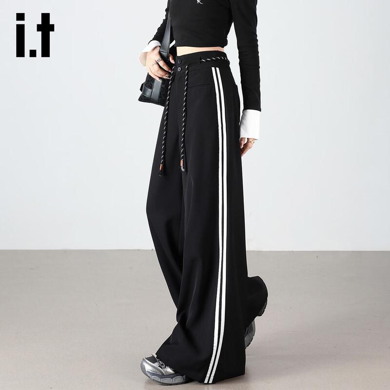 Izzue It Women's High-Waisted Wide-Leg Drawstring Casual Pants