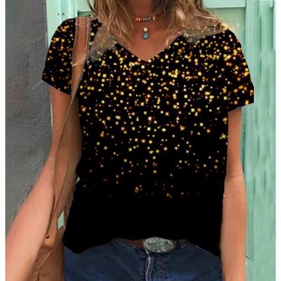 Butterfly Printed T-shirt V-neck Printed Women's Short Sleeved T-shirt Top