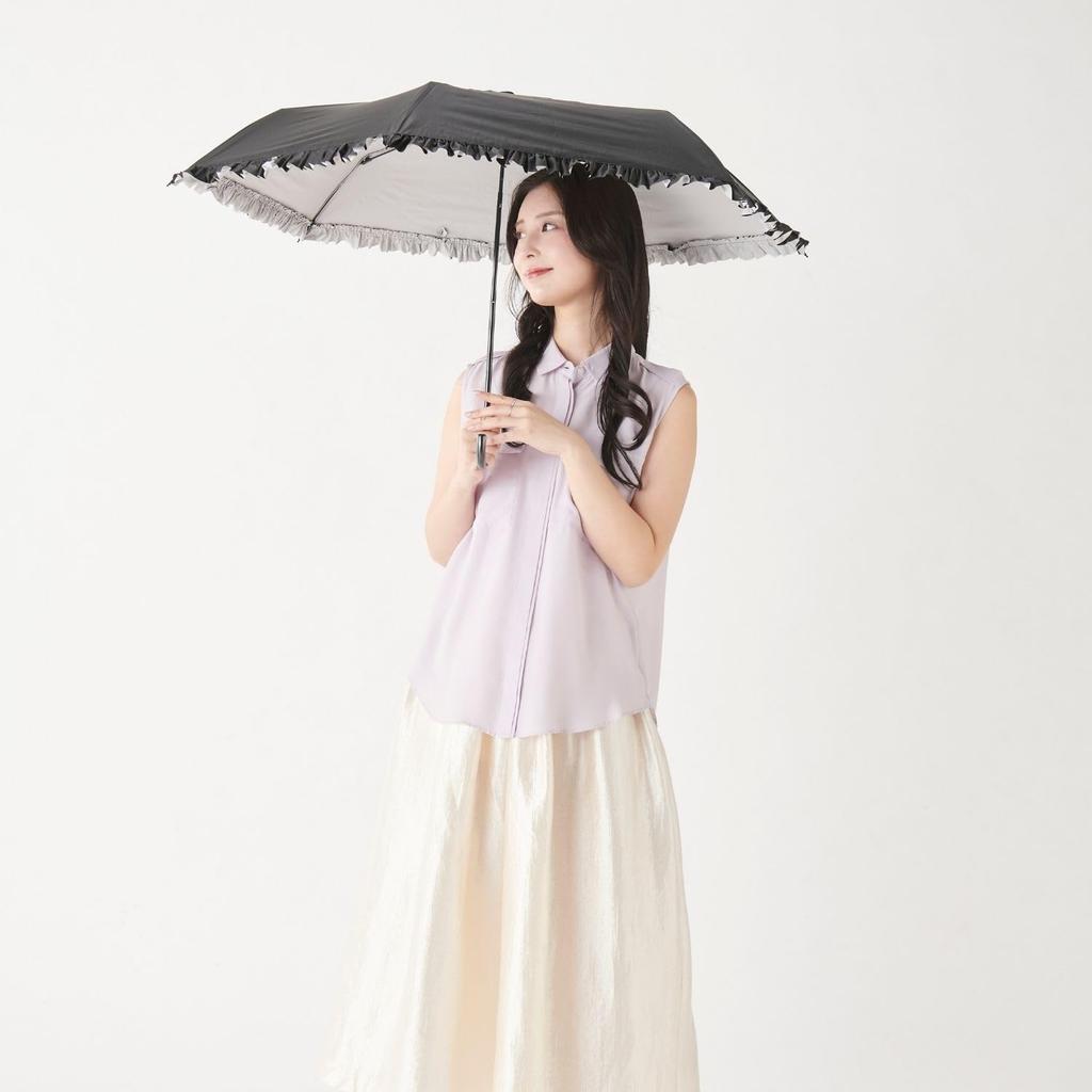 Moonbat Esta Folding Large Light UV Rain or Black Parasol, Umbrella, Size, First-Class Blocking, Protection, Shine, Frilled, 31-230-30216,