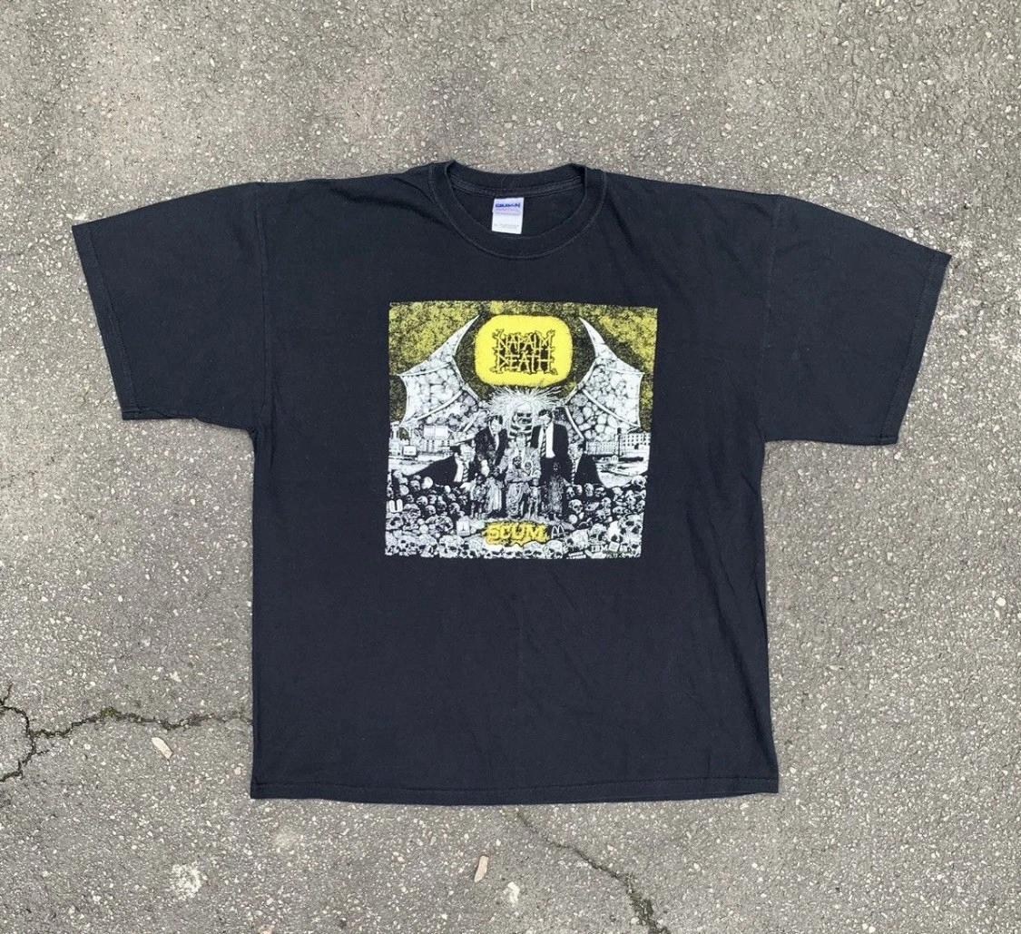 Vintage Napalm Death Skum T-Shirt Y2k Death Faded Skulls L
