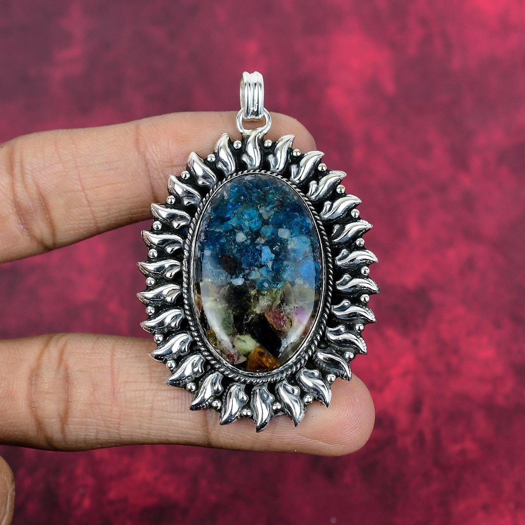 Pendentif tourmaline pastèque, bijou en argent sterling 925 massif, fait main, pour Thanksgiving